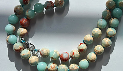 22" Natural Sea Sediment Jasper Beads Necklace