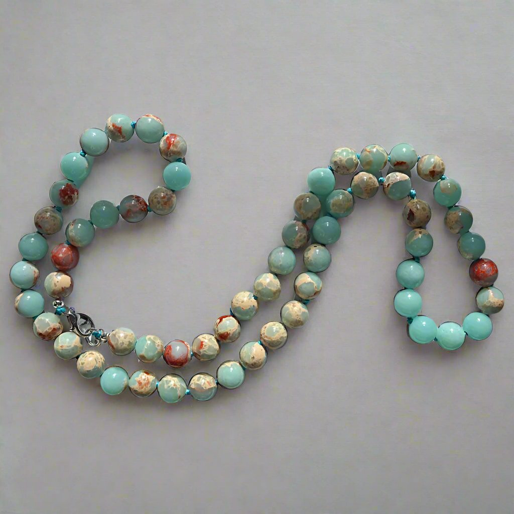 22" Natural Sea Sediment Jasper Beads Necklace