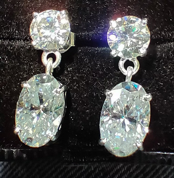 Gorgeous 7.00 Ct Oval White Diamond Earrings