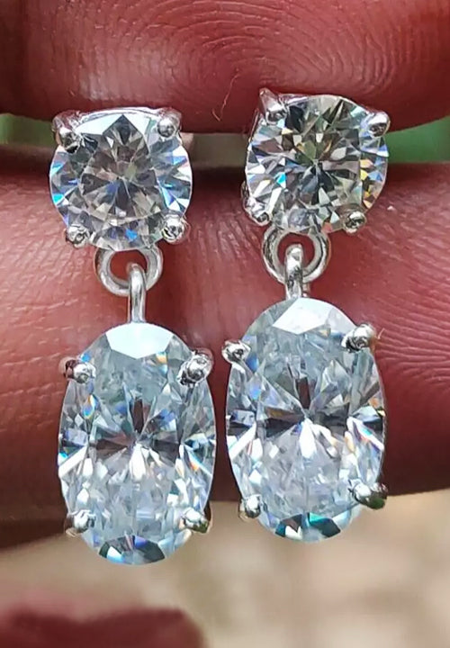 Gorgeous 7.00 Ct Oval White Diamond Earrings