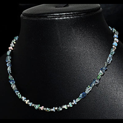 Striking Black Ethiopian Opal Necklace 19"