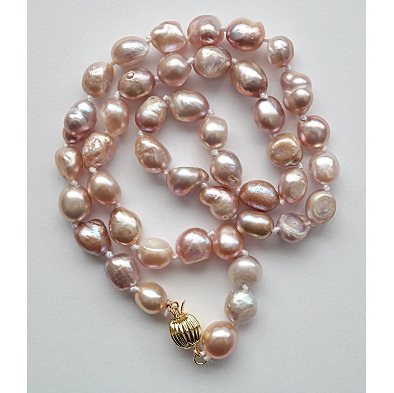Natural 8.9mm Lavender Baroque Freshwater Pearl Necklace 18"