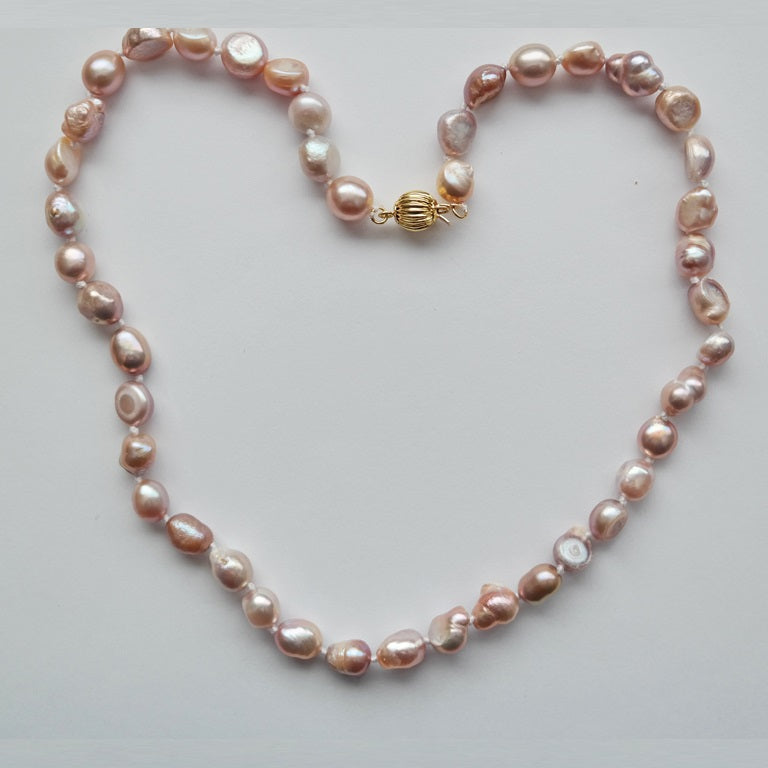 Natural 8.9mm Lavender Baroque Freshwater Pearl Necklace 18"