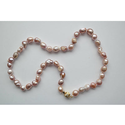 Natural 8.9mm Lavender Baroque Freshwater Pearl Necklace 18"