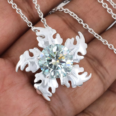 7.50 Ct Certified Ice Blue Diamond Flower Pendant