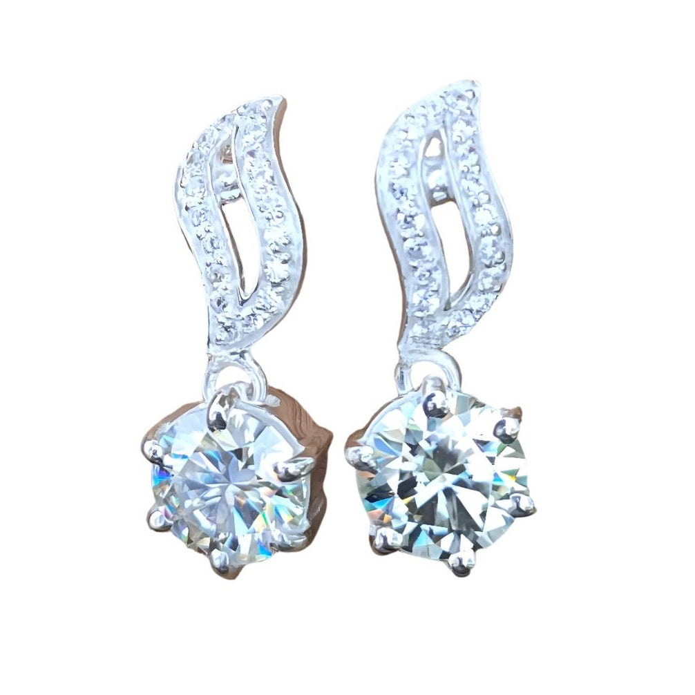 7 Ct White Diamond Solitaire Dangler Earrings