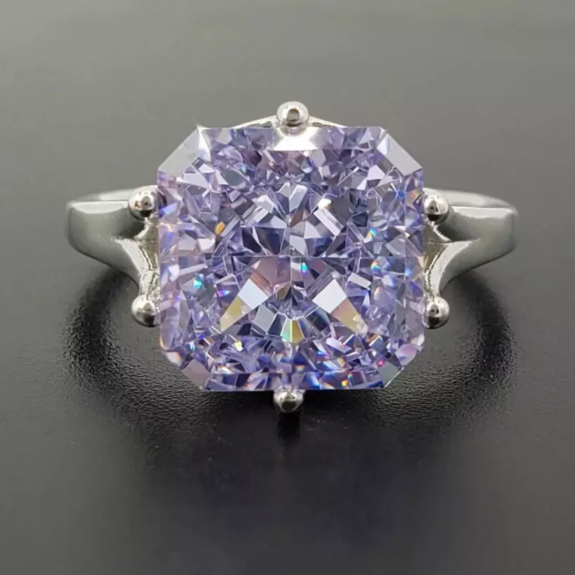 4.50 Ct Certified Asscher Cut Purple Diamond Ring