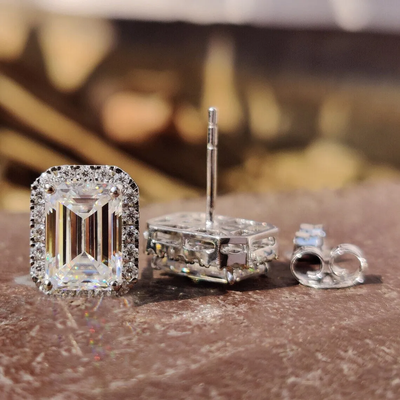 5 Ct White Diamond Solitaire Stud Earrings